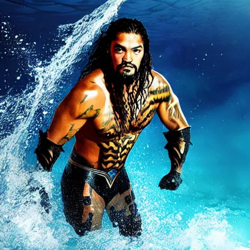 Prompt: portrait of roman reigns as aquaman, under the ocean