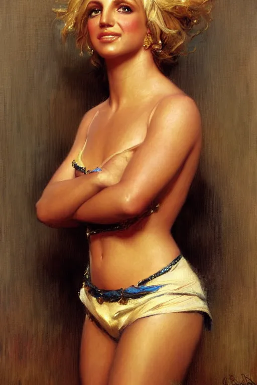 Image similar to detailed portrait of a beautiful britney spears, painting by gaston bussiere, craig mullins, j. c. leyendecker