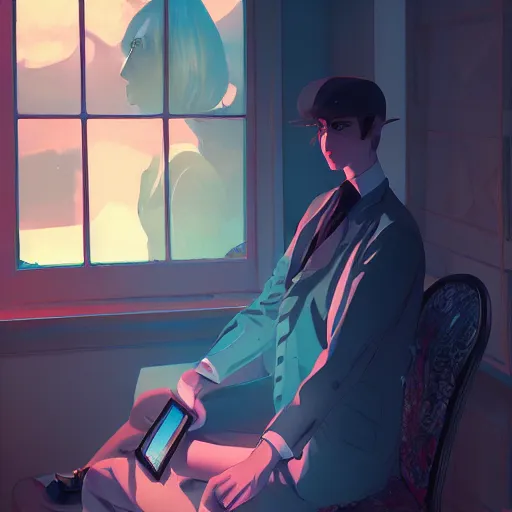 Image similar to Vladimir Nabokov as Humbert Humbert, ambient lighting, 4k, anime key visual, lois van baarle, ilya kuvshinov, rossdraws, artstation