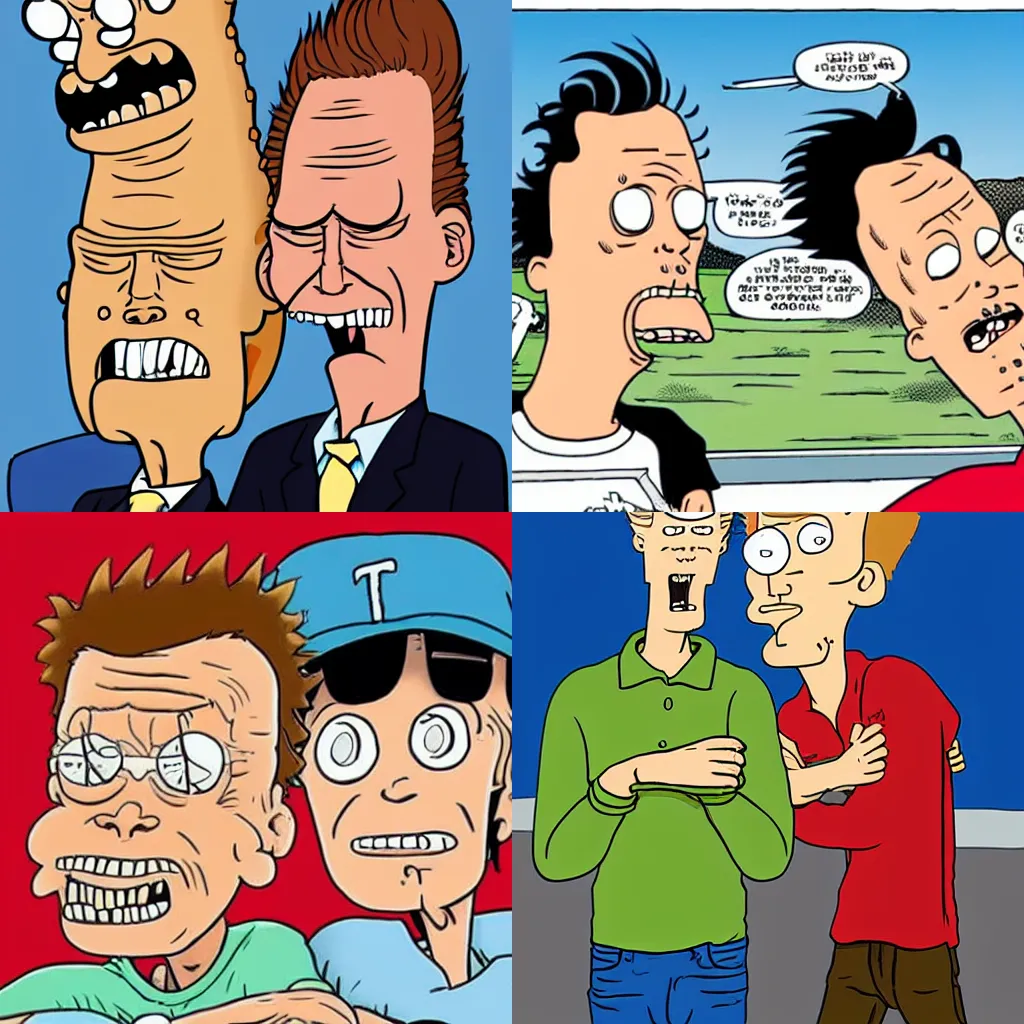 Prompt: Beavis and Butthead, style of Garry Trudeau