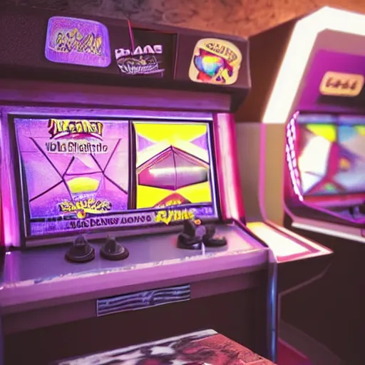 Prompt: 1990s arcade machine, octane render, unreal engine, digital art, Artstation, Trending on Artstation, Artstation HQ, Artstation HD, cgsociety, Pinterest, 8k , close up to the screen, wide angle, godrays, volumetric, reflections, cinematic, epic, ultra realistic, accurate, coherent, 3D Render,