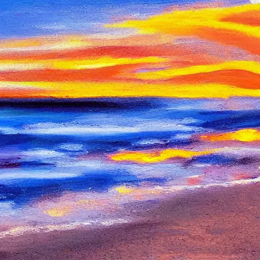 Image similar to Beach, sunset, art of Lauretta Jones