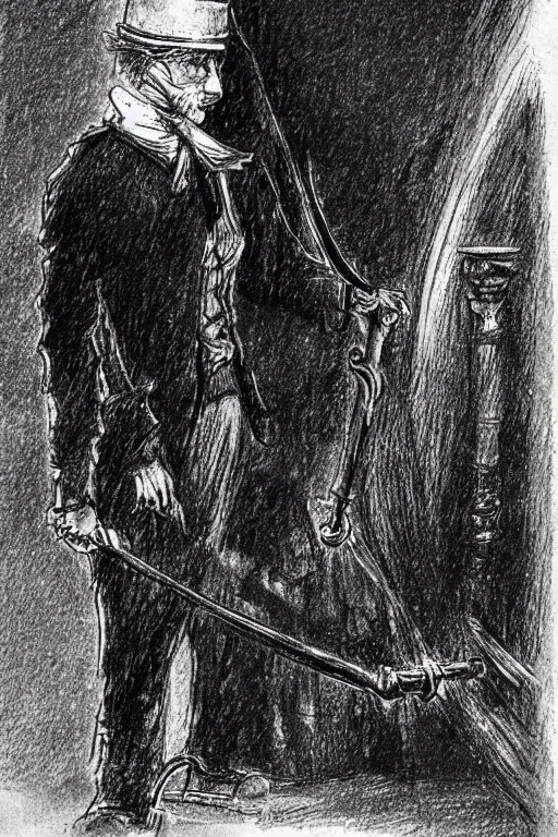 Image similar to a technical sketch of jack the ripper