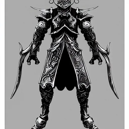 Image similar to china ink concept art of lithe knight