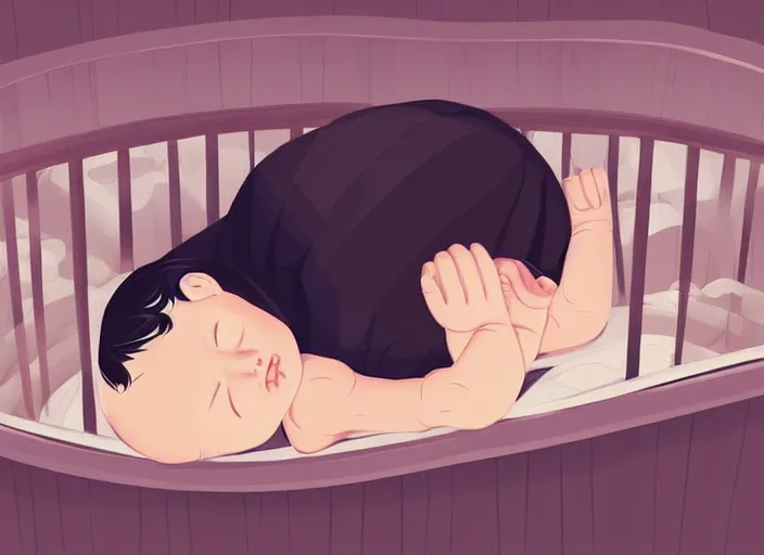 Prompt: a newborn baby sleeping in a crib. clean cel shaded vector art. shutterstock. behance hd by lois van baarle, artgerm, helen huang, by makoto shinkai and ilya kuvshinov, rossdraws, illustration, art by ilya kuvshinov