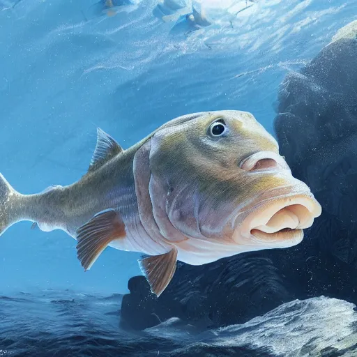 Prompt: incredibly detailed atlantic cod, hyper realistci, underwter, dynamic camera angle