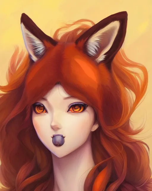 Prompt: fullbody portrait of wild half - fox woman with fox nose and ears, wearing summer jeans shorts and tshirt, anime art, concept art, detailed attractive face with fox nose and fox mouth, symmetrical, trending on pixiv, by lois van baarle by sung choi by john kirby artgerm style pascal blanche and magali villeneuve