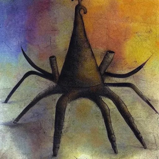 Image similar to transparent unique 8 legged mountain range curve loon atom bomb trumpet urn, by paul klee and esao andrews and evard munch, art on instagram, charcoal drawing, seapunk