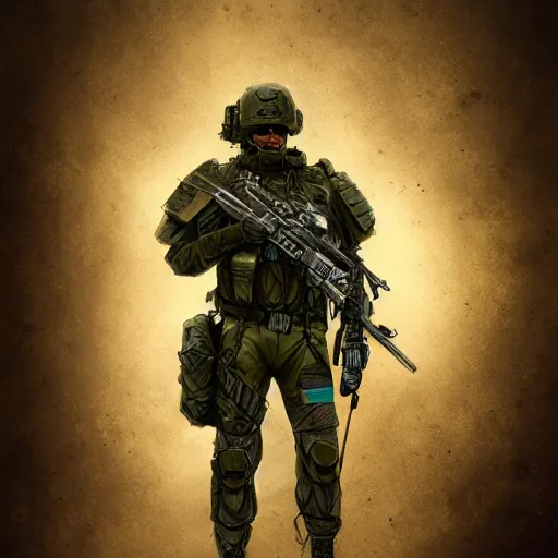 Prompt: Portrait of a futuristic soldier wearing American Army mechanized body armor carrying and American flag, D&D, Powerful, Patriotic, muscular, War, Olive drab, highly detailed, digital painting, artstation, concept art, smooth, sharp focus, illustration