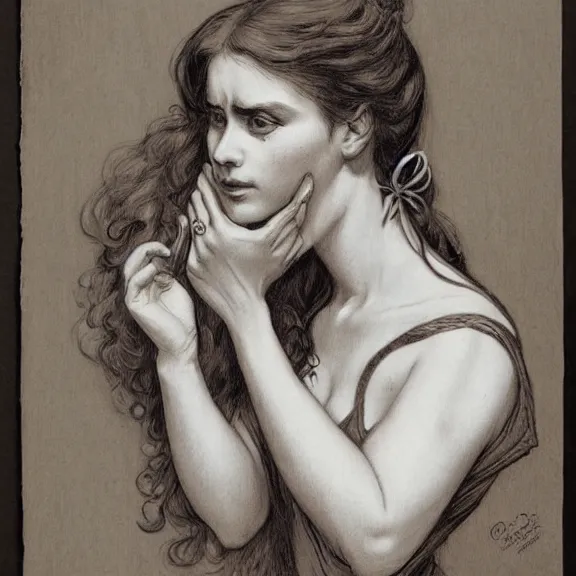 Image similar to a highly detailed beautiful portrait in the style of charles dana gibson and in the style of gerald brom.