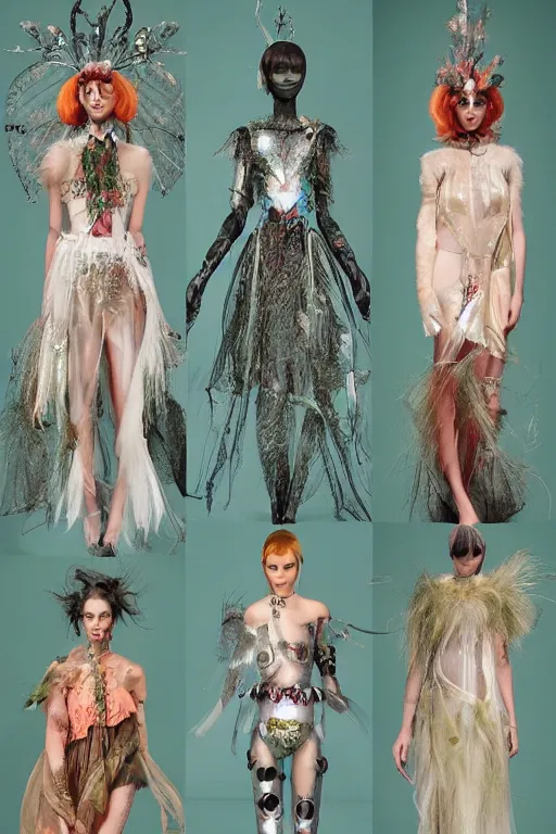 Image similar to scifi ethereal forestfolk cybernetic fairy valentino fashion, cinematic