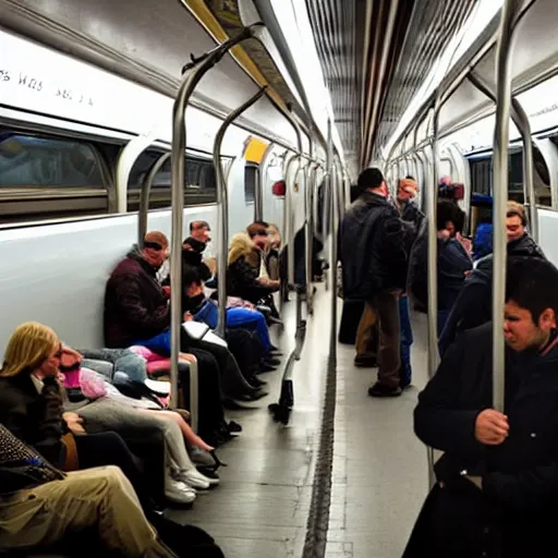 Prompt: People of New York: Man on the Subway.