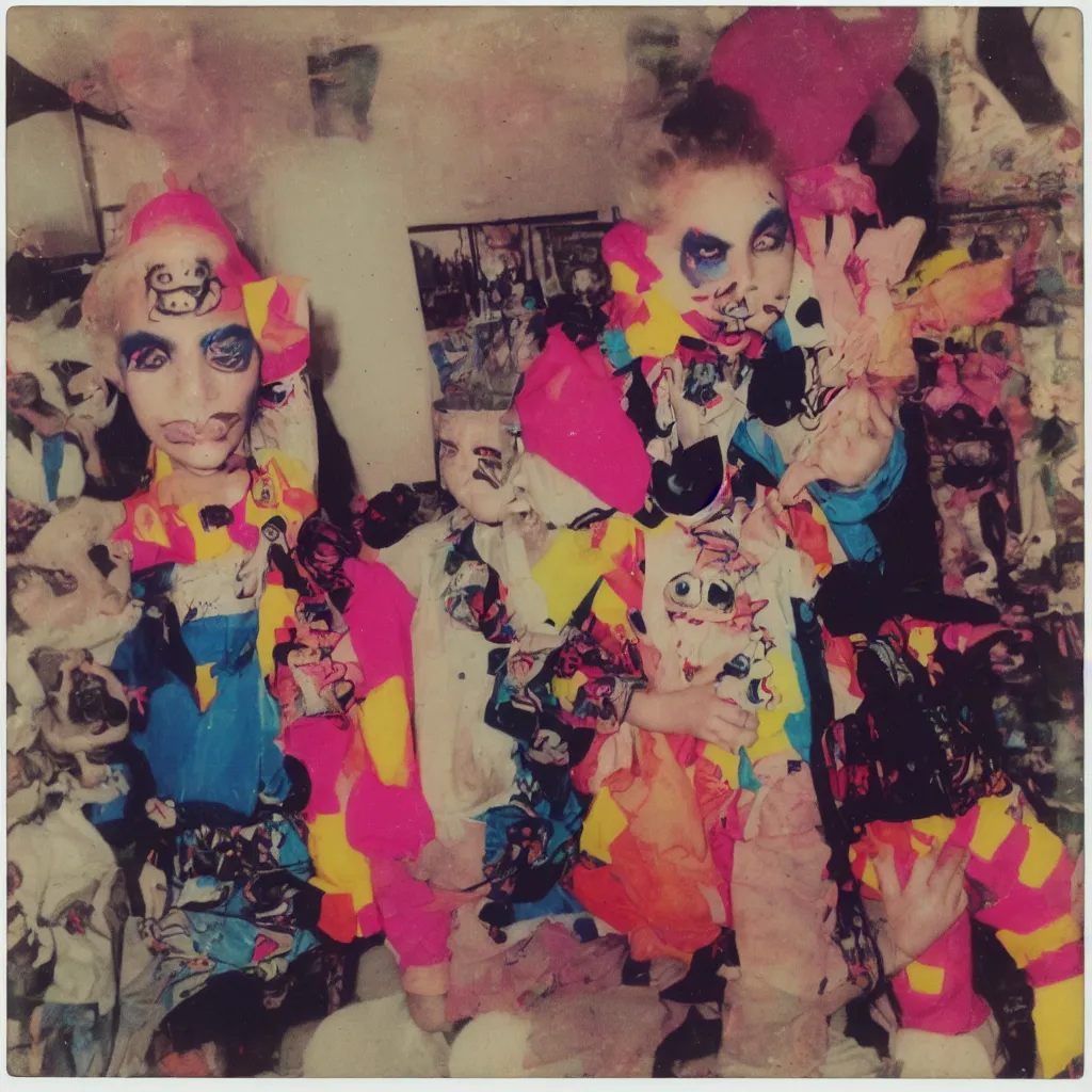 A Funny Person Wearing Exaggerated Makeup And Colorful Stable 
