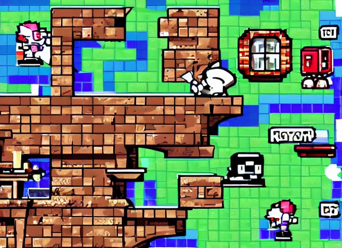 Prompt: screenshot from ( ( super paper mario ) )