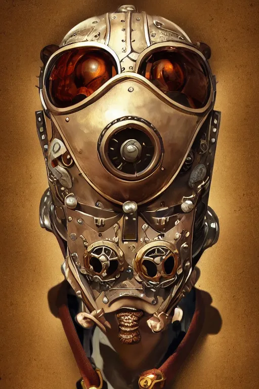 Image similar to steampunk helmet fantasy art mask robot ninja stylized digital illustration sharp focus, elegant intricate digital painting artstation concept art global illumination ray tracing advanced technology chaykin howard and campionpascale and cooke darwyn and davis jack