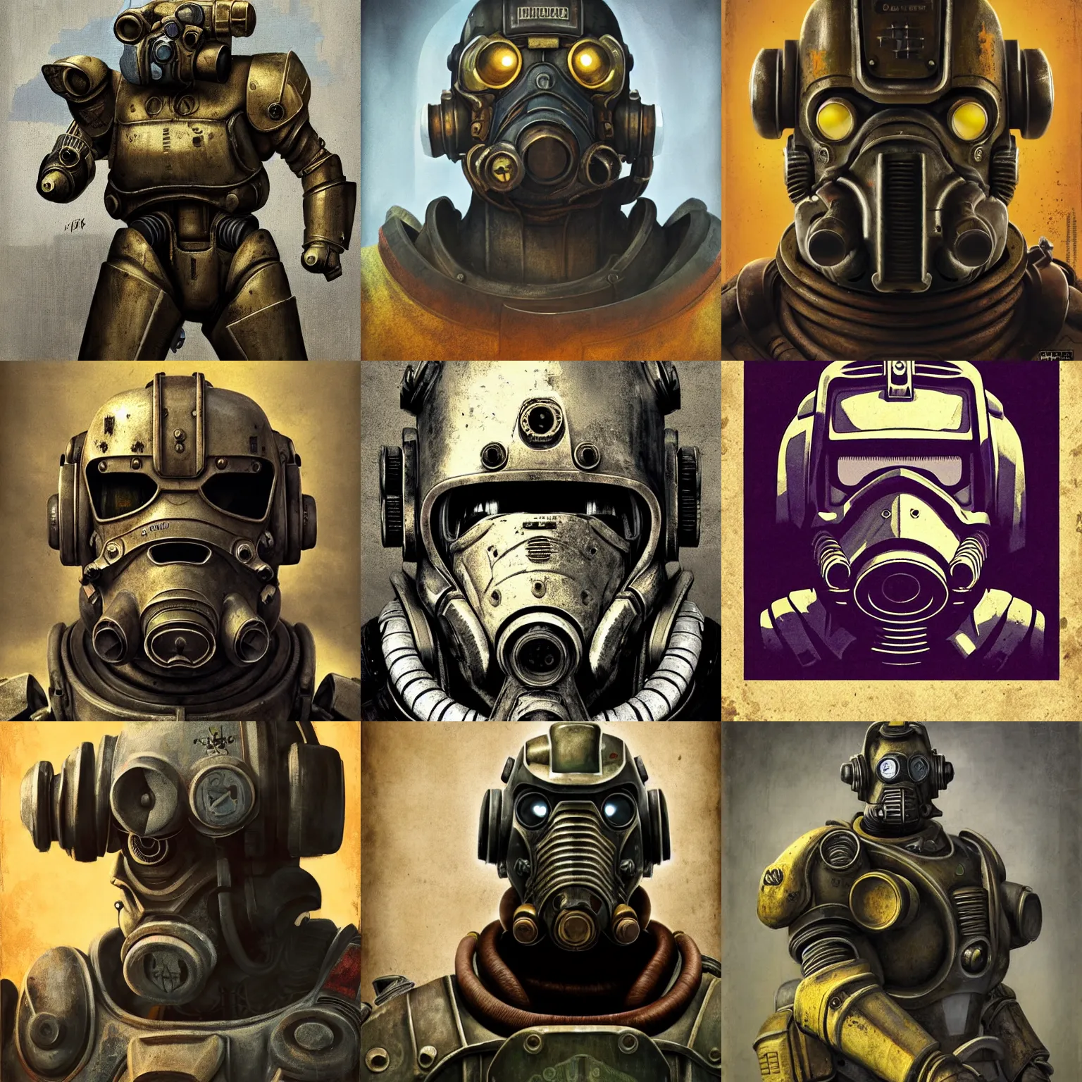 Prompt: A portrait of power armor, Fallout, Henrique Alvim Corrêa, Kārlis Padegs