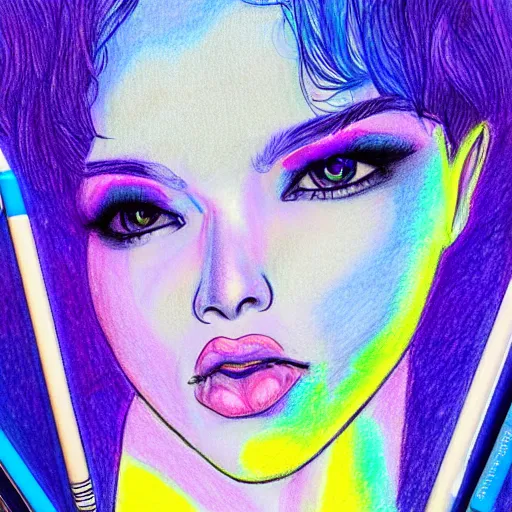 Prompt: a drawing of an iridescent blue and purple jacket, a color pencil sketch by avgust cernigoj, instagram contest winner, digital art, art on instagram, seapunk