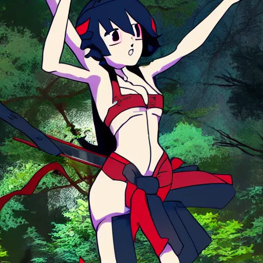 Prompt: Ryuko in the Appalachian forest