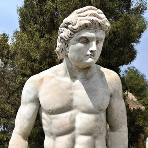 Image similar to Ancient Greek statue of Donald Trump looking smug