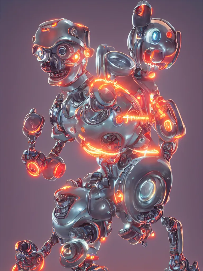 Prompt: dynamism of a smiling, friendly 1 9 5 0 s style robot with sporty details and glowing eyes, behance hd by jesper ejsing, by rhads, makoto shinkai and lois van baarle, ilya kuvshinov, rossdraws global illumination ray tracing hdr radiating a glowing aura