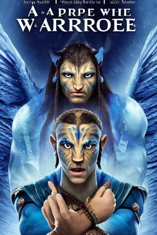 Prompt: a warrior princes with blue skin and a face of an eagle, avatar movie poster