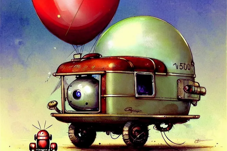 Prompt: adventurer ( ( ( ( ( 1 9 5 0 s retro future robot android mouse wagon rv balloon robot. muted colors. ) ) ) ) ) by jean baptiste monge!!!!!!!!!!!!!!!!!!!!!!!!! chrome red