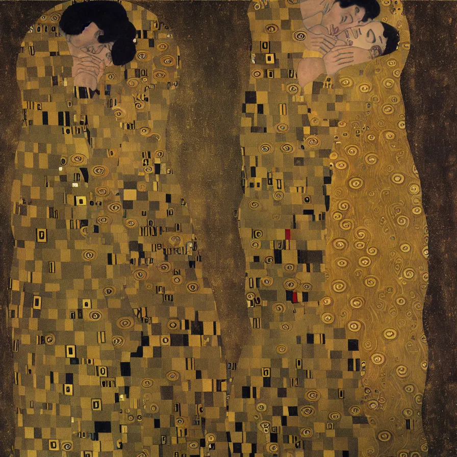 Image similar to a man with a stormy cloud in the place of his head. artwork by gustav klimt