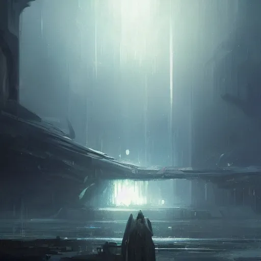 Image similar to star wars concept art by greg rutkowski, an underwater city, elegant, beautiful dark cinematic ilumination, enigmatic atmosphere, artstation hq.