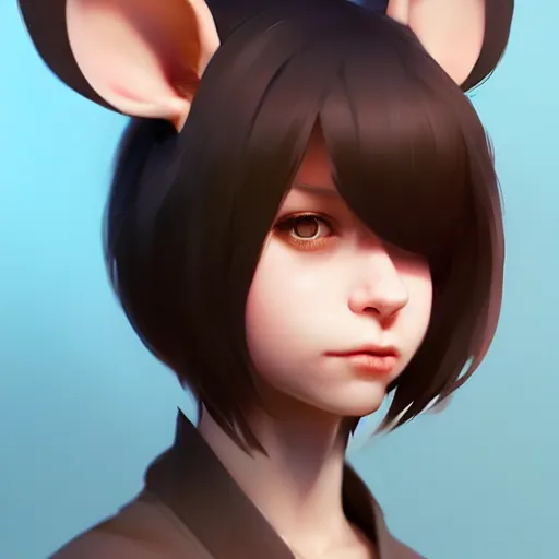 Image similar to character design portrait of an anthropomorphic furry rat girl with rat ears and a tail, 4 k, concept art, by wlop, ilya kuvshinov, artgerm, krenz cushart, pixiv.