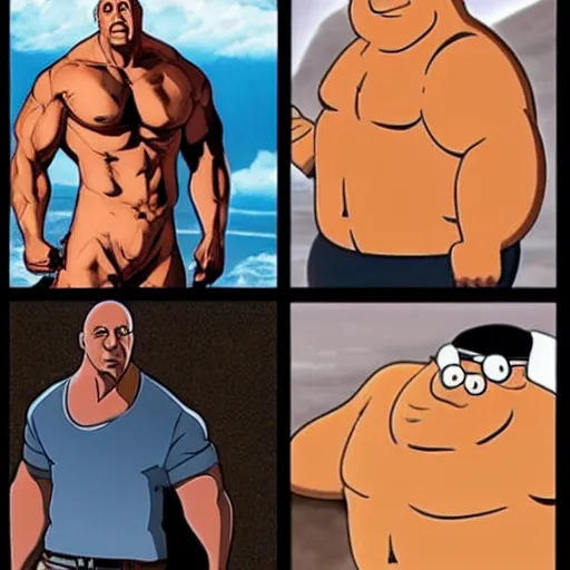 Prompt: vin diesel as the rock as peter griffin