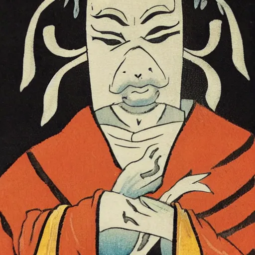 Image similar to man with a hannya maske mage robe cast a thunderstorm