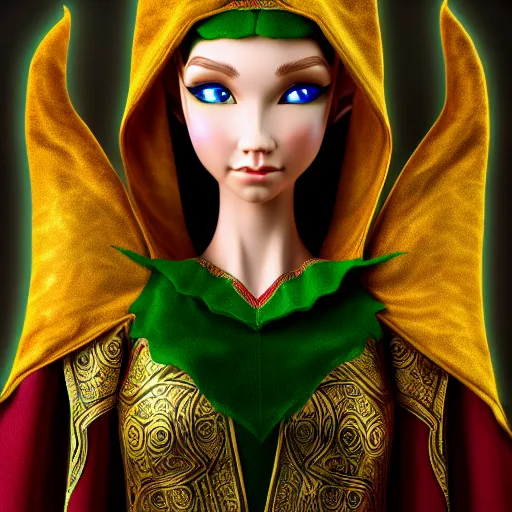 Prompt: beautiful elf with ornate robes, highly detailed, 4k, HDR, smooth, sharp focus, hyper realistic, high resolution