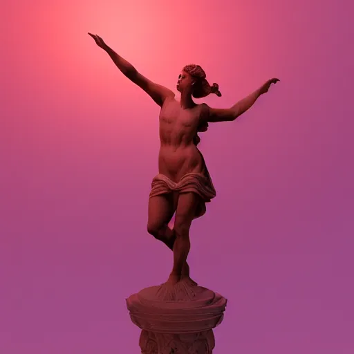 Prompt: renaissance statue digital art, neon light, 3 d render