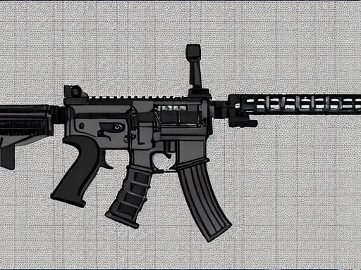 Image similar to technical sketch of an AR-15