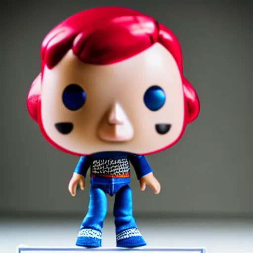 Prompt: photograph of Funko Pop doll of Simon Unge in a light box with studio lighting, some background blur