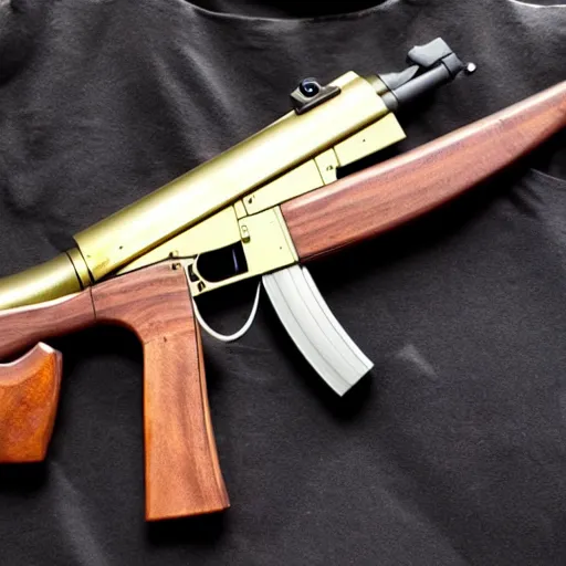 Image similar to ak - 4 7 : : gun showcase : : gold designs, wood