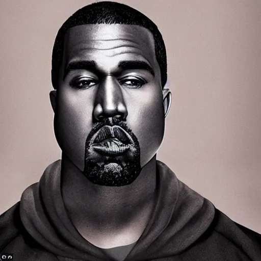 Image similar to a face of kanye west made of congee, michelin star photography