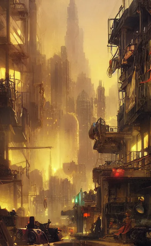 Image similar to detroit ghetto by raphael lacoste and adrian smith and delphin enjolras and daniel f. gerhartz