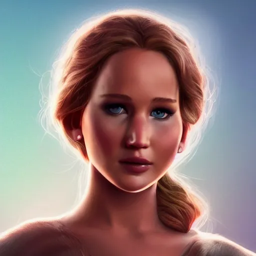 Prompt: jennifer lawrence as disney princess, high quality illustration, trending on artstation, octane render, 4 k, pixar rendering,