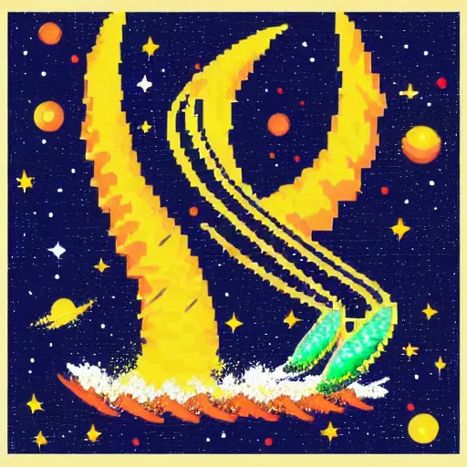 Prompt: space wave surfer