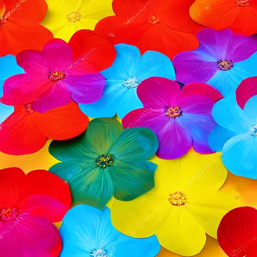 Image similar to multi colored flower petals flowing through the air from left to right on a clean background