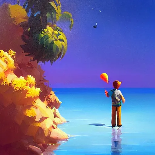 Prompt: man finds happiness, by rhads