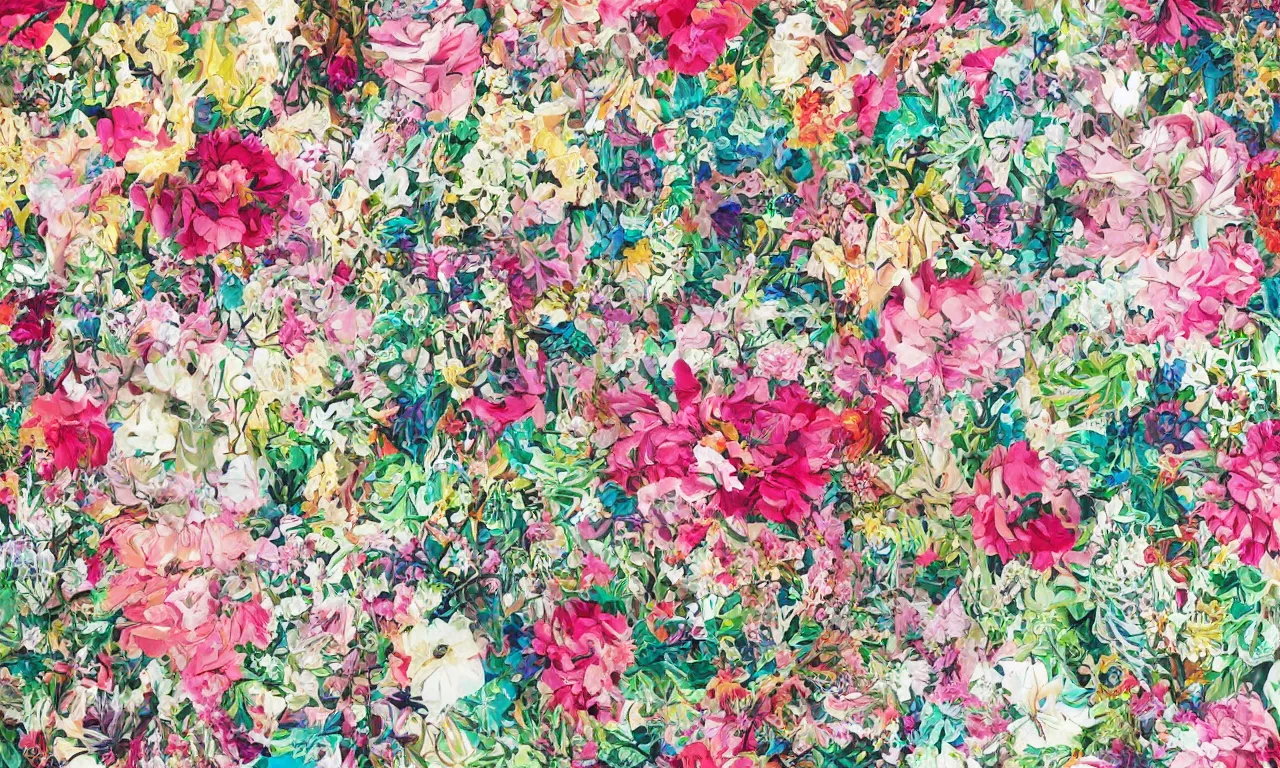 Image similar to extreme floral maximalism