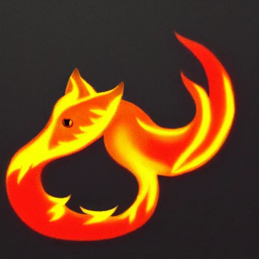 Prompt: fire fox with flames on a black background