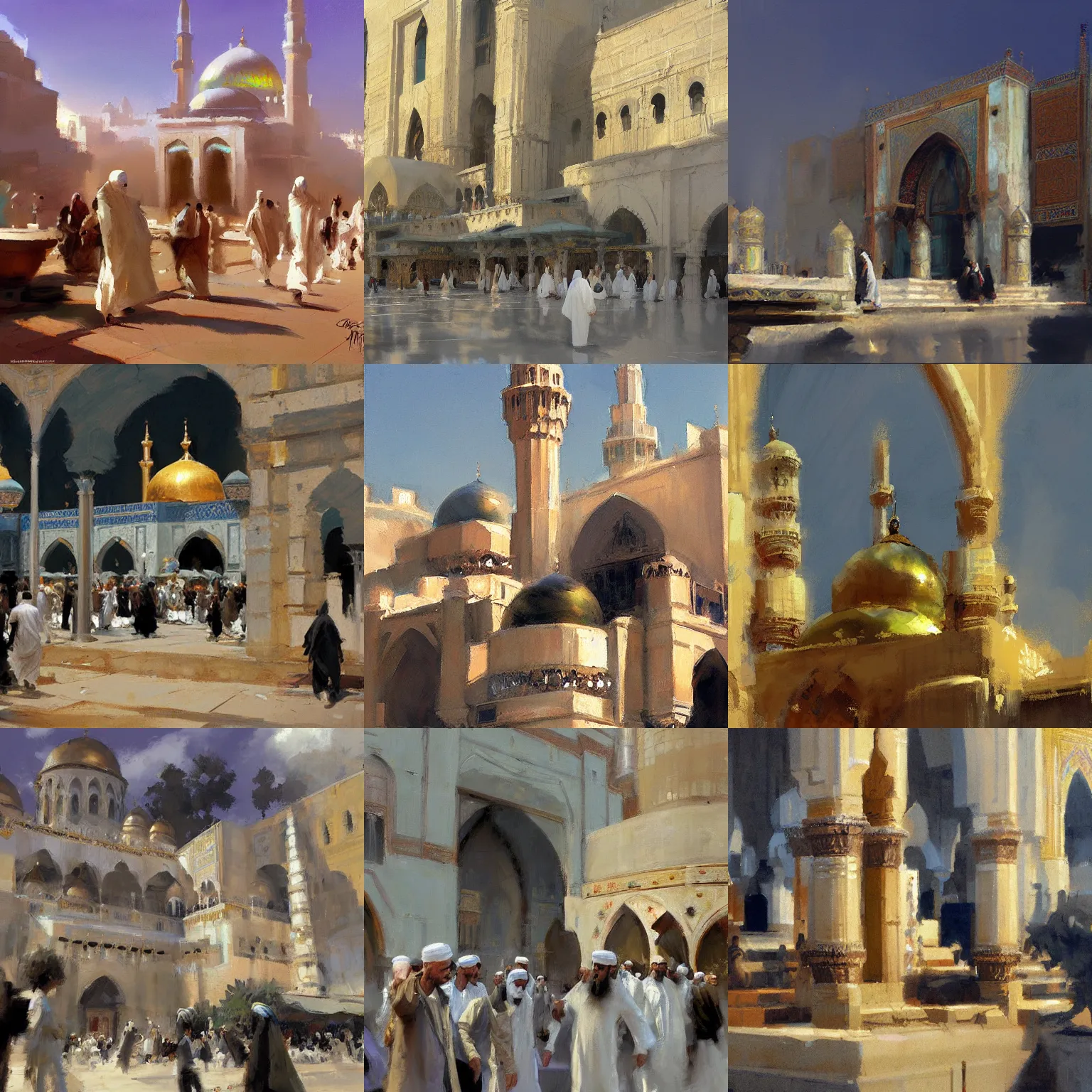 Prompt: islamic holy site, detailed, by greg manchess, craig mullins