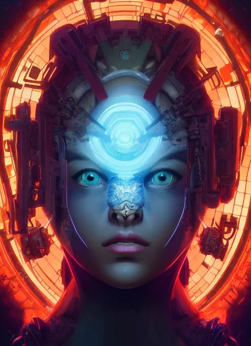 Image similar to symmetry!! portrait of clockface alien in the style of horizon zero dawn, machine face, intricate, elegant, highly detailed, digital painting, artstation, concept art, smooth, sharp focus, illustration, art by artgerm and greg rutkowski and alphonse mucha, 8 k