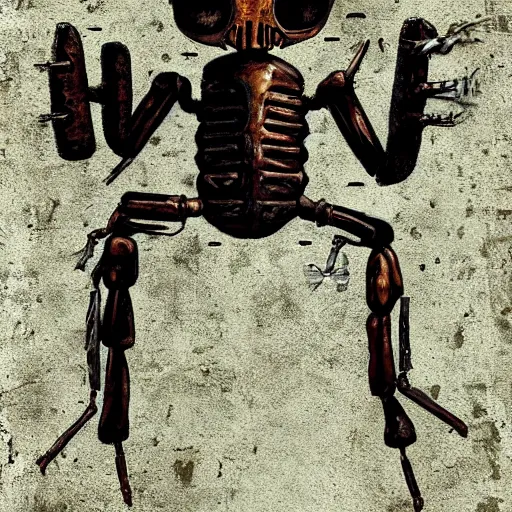 Image similar to ant humanoid with wrench, post-apocalyptic, mad max style,,