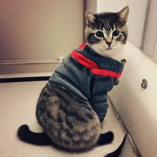 Image similar to cute cat wearing jacket