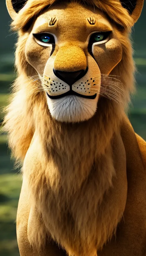 Prompt: amazing cosplay of nala from lion king, symmetrical, cinematic, elegant, luxury, real photography, 4 k, ultra hd, cosplay journal cover