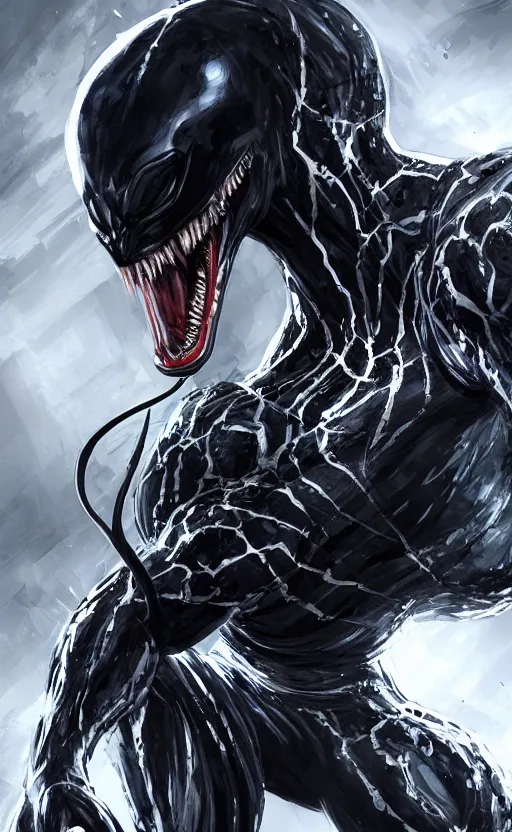 Image similar to venom as batman, dynamic lighting, photorealistic fantasy concept art, trending on art station, stunning visuals, terrifying, creative, cinematic